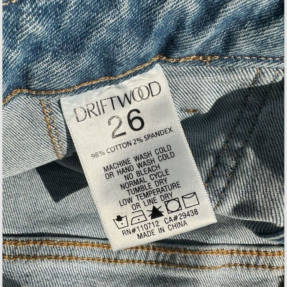 Driftwood Boho Denim Mini Skirt Size 26 Button Front Raw Hem Pockets NWT - Picture 3 of 11